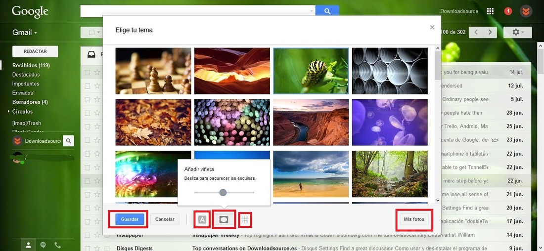 Como personalizar el fondo de pantalla de Gmail 