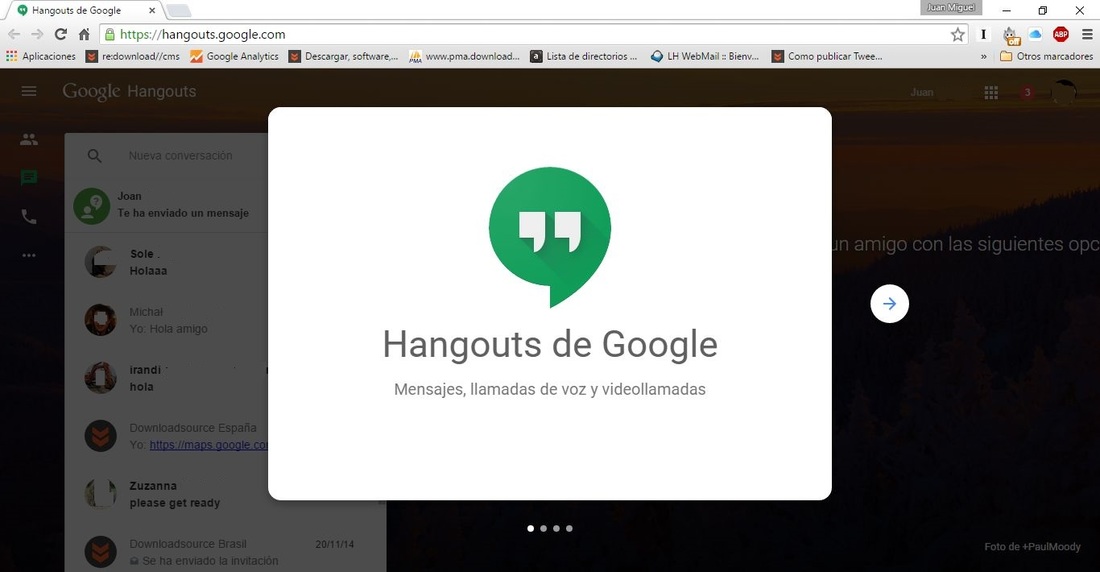 Google lanza la app Hangouts para el navegador Web.