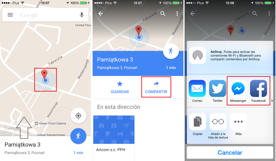 comparte localización de Google Maps en las aplicaciones de Facebook y Messenger