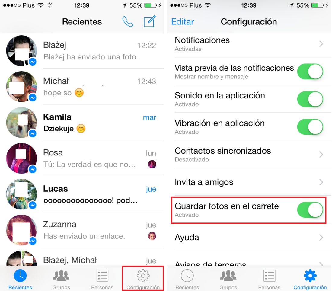 Como guardar las fotos de tus conversaciones de Messenger app