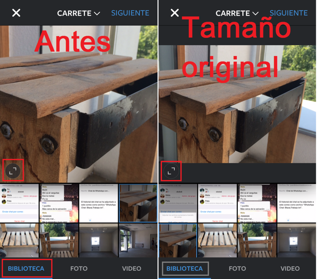 Como publicar fotos en tamaño original en Instagram Andorid e ios