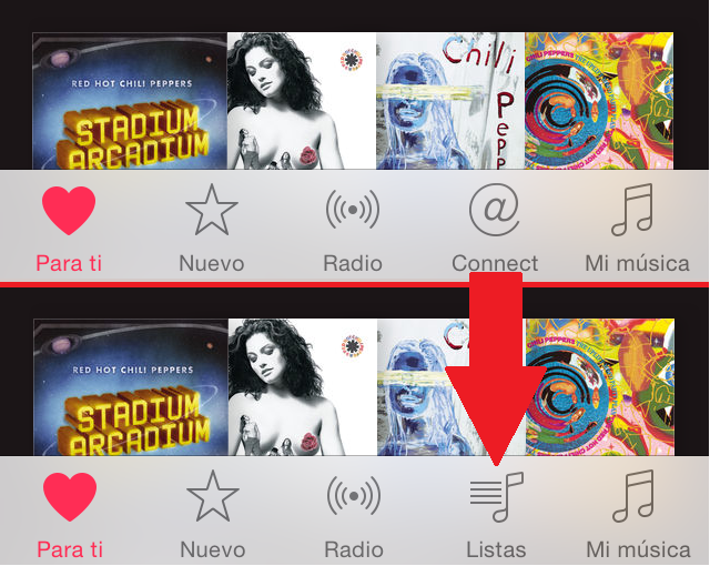 Sustituir la seccion connect por la de lista en la app Musica dentro de iOS 8.4 con Apple Music