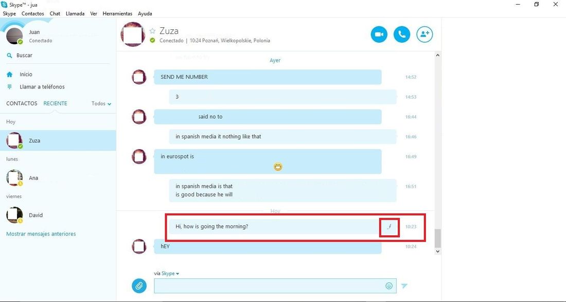 Como editar mensjaes enviados en Skype