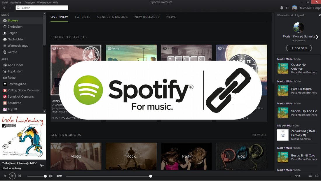 Abrir enlaces de canciones o listas de reproducción en el programa Spotify de tu ordenador