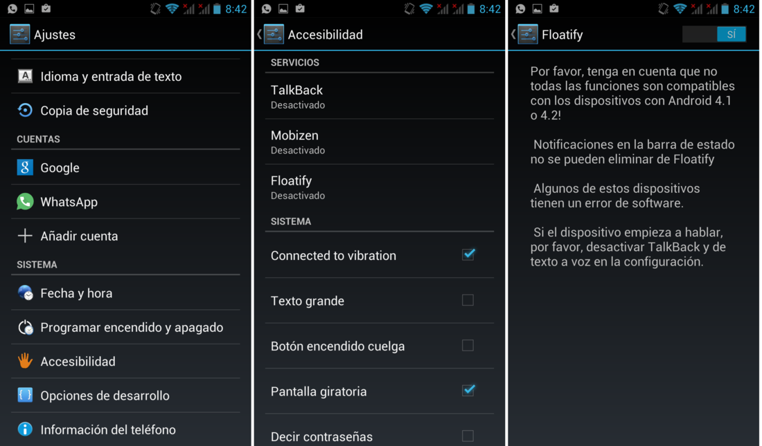 activar la app Floatify en Android para responder mensajes desde las notificaciones