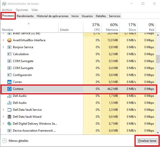 Reparar problemas con la búsqueda de Windows 10 y cortana