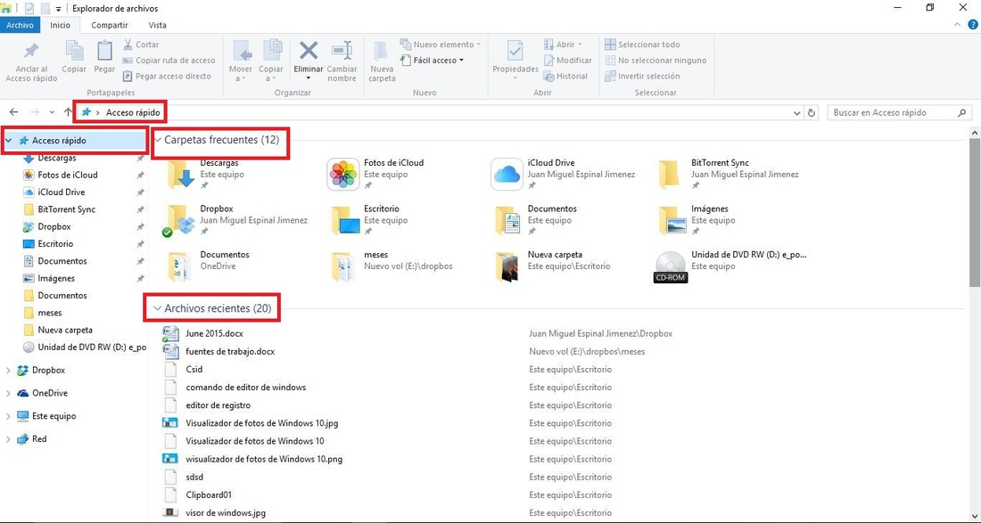 Como cambiar la visualización del explorador de archivos en Windows 10