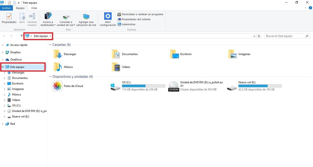Explorador de archivos de windows 10 acceso directo