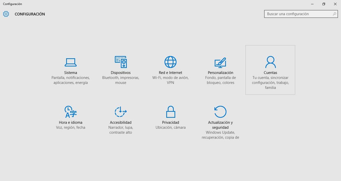 Configuración de cuentas de Windows 10 para activar la pantalla de inicio