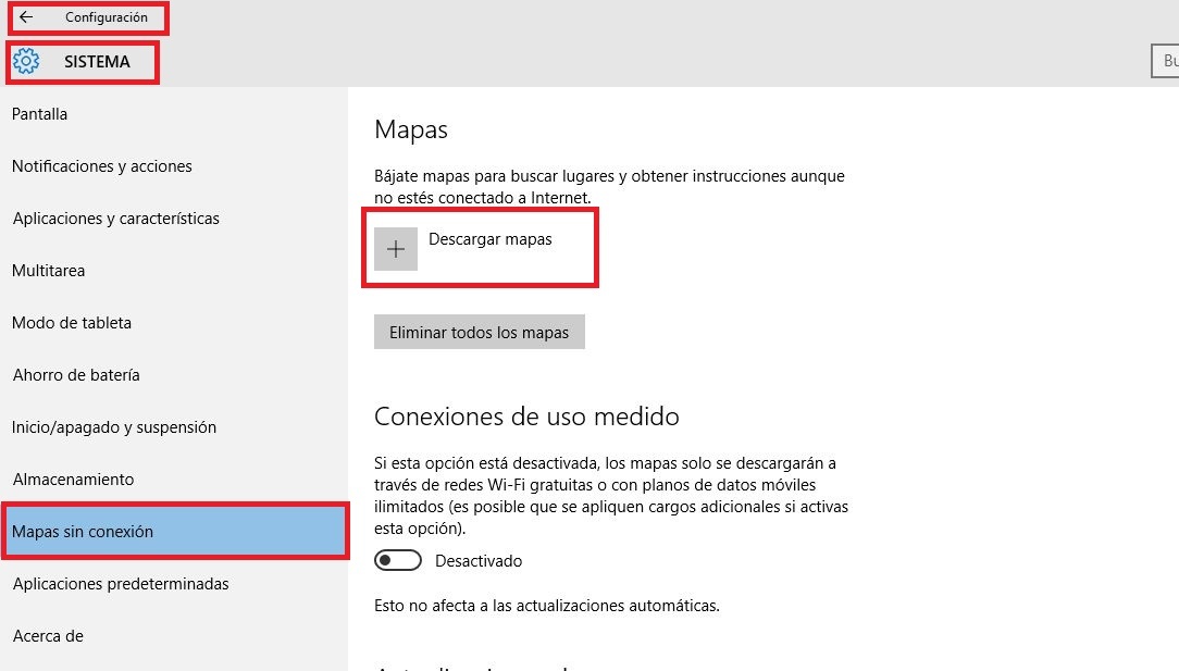 Utilización de mapas sin conexión a internet en Windows 10