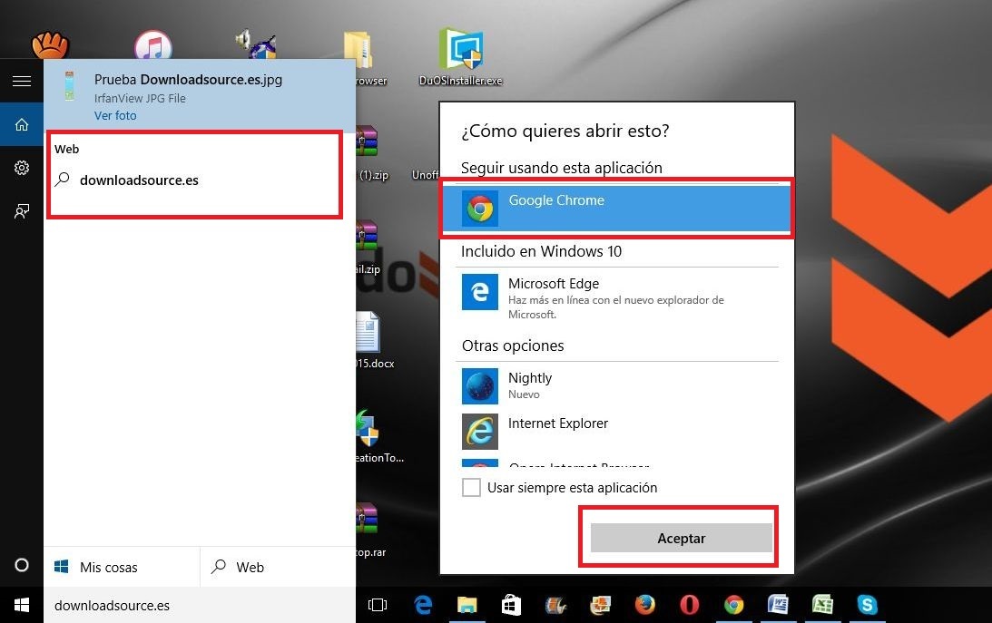 Usar Google como motor de búsqueda en windows 10