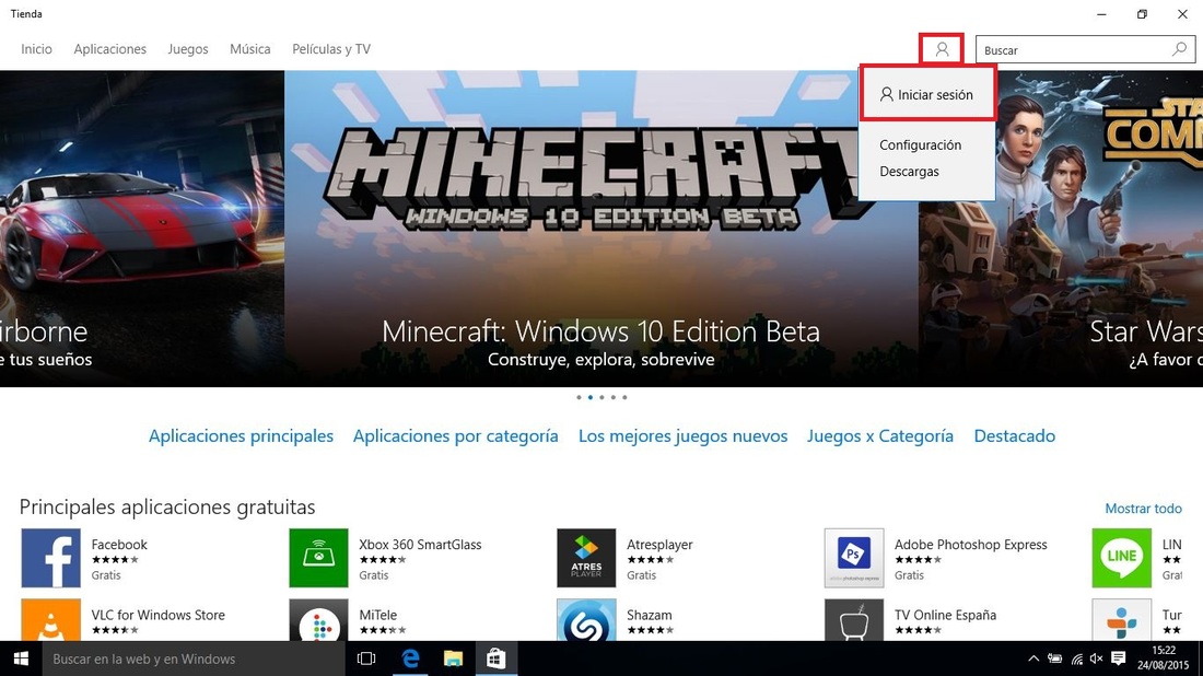 cuenta local para descargar apps de tiendas de windows 10 