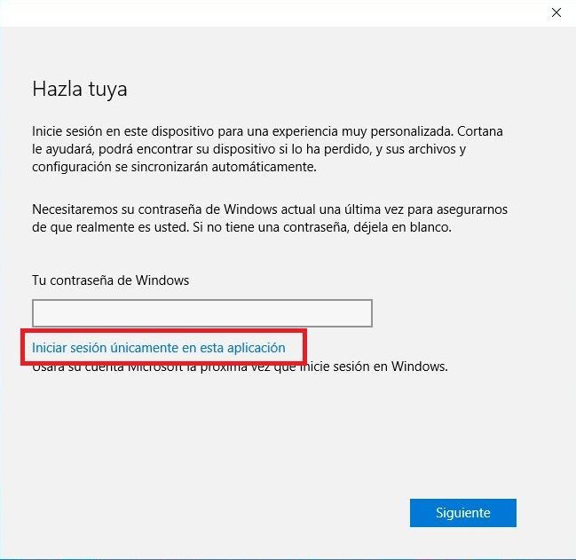 inicio de sesión en la tienda de Windows 10