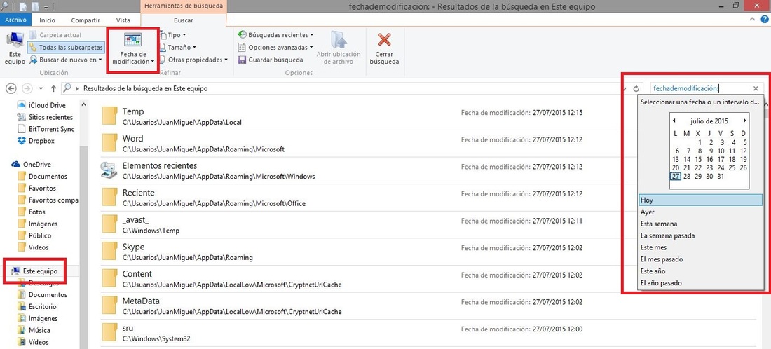 Como buscar archivos de Windows cuando no conoces el nobre y utilizando la fecha de modificación