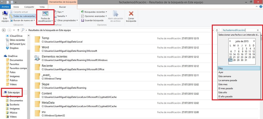 Como buscar archivos de Windows cuando no conoces el nobre y utilizando la fecha de modificación