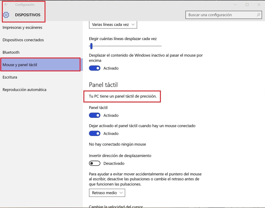 como controlar Windows 10 mediante gestos en el ratón táctil de tu portatil