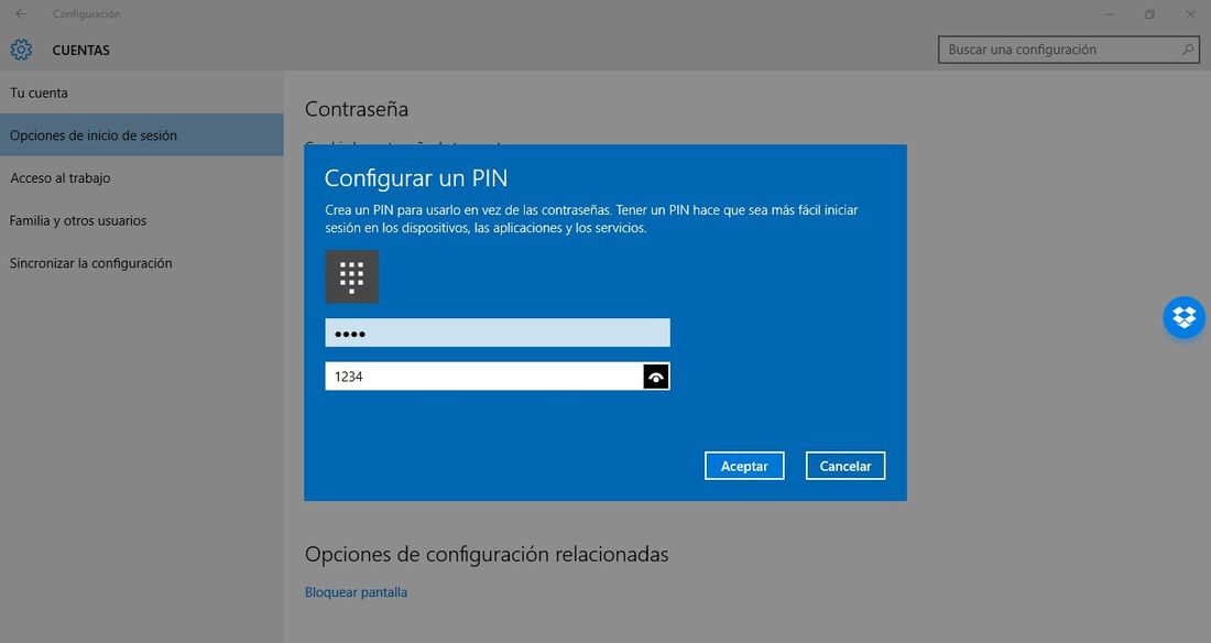 Como configurar el inicio de sesión mediante PIN en windows 10