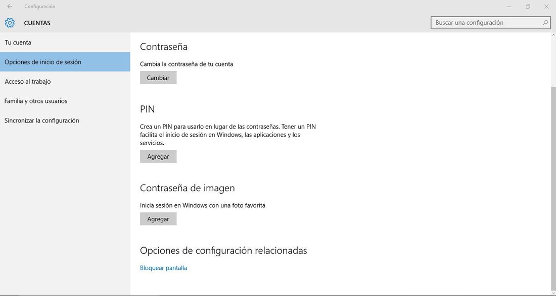 Como configurar el inicio de sesión mediante PIN o mediante imagen en windows 10