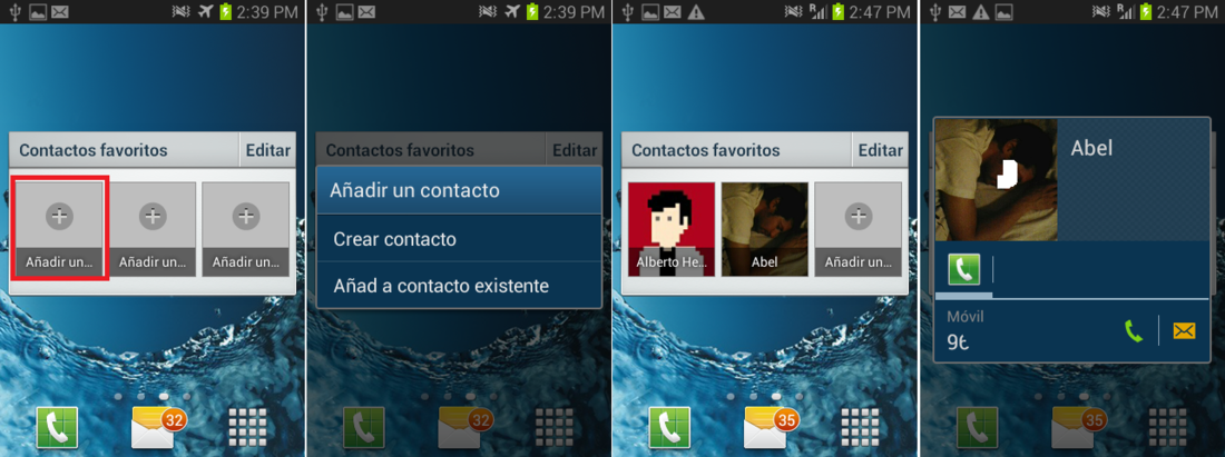 colocar acceso directo de tus contactos favoritos en Android