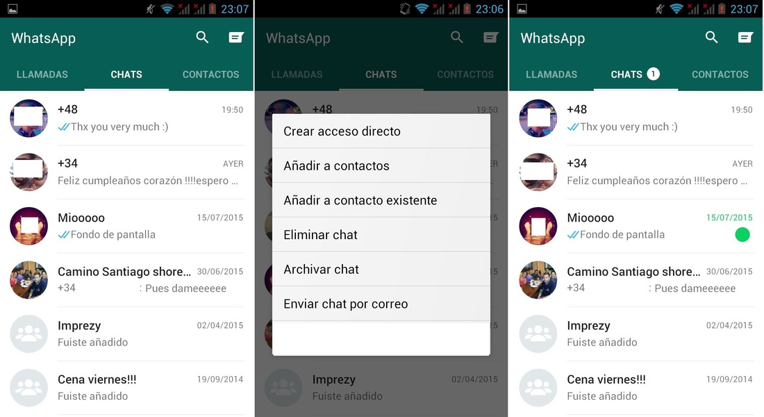 marcar conversación como no leida en Whatsapp
