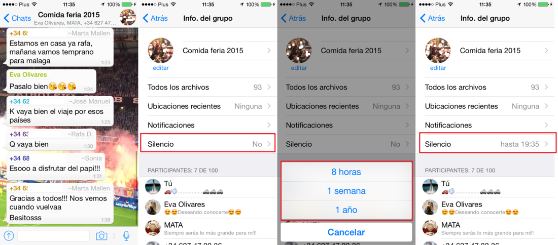 silenciar grupos de chats en Whatsapp