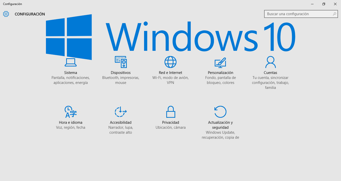 aplicación Configuración de Windows 10 