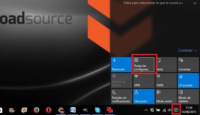 Otras maneras de acceder a la configuración de Windows 10