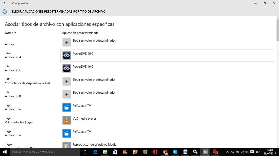 Windows 10 cambiar los programas predeterminados