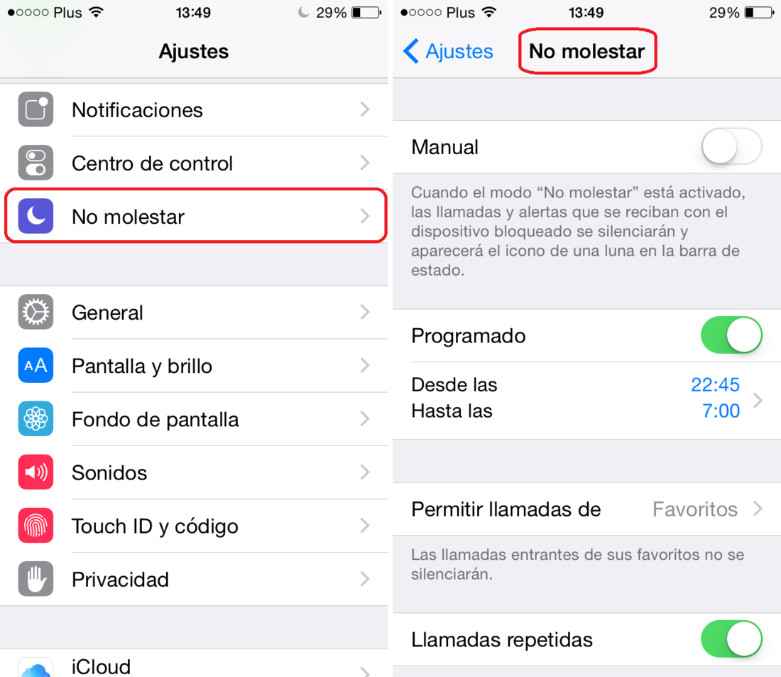 Como no molestar en iOS