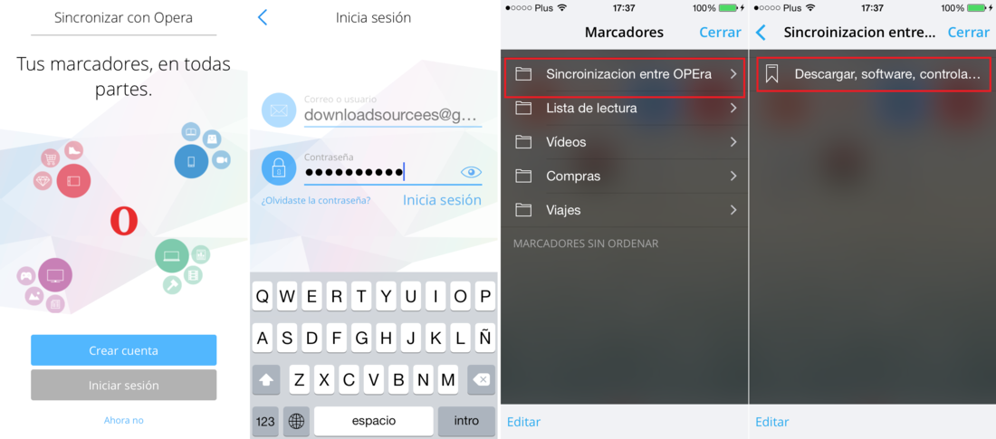 Como sincronizar los marcadores de opera en todos los dispositivos incluidos iOs y Andorid