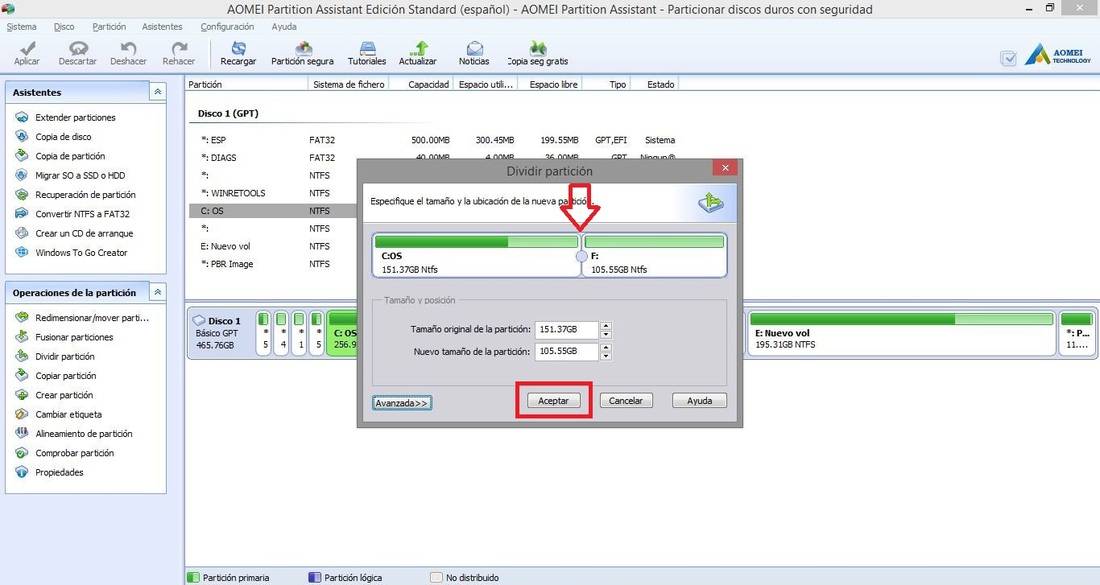 Como divir particion en un ordenador con Windows 