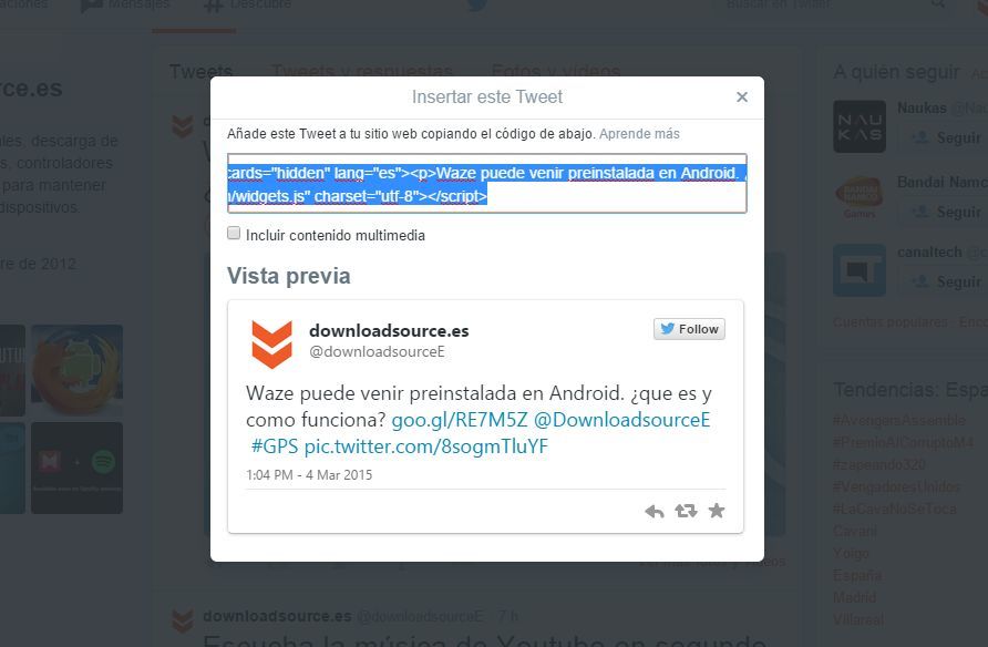 Como usar las características de Twitter para inclustar Tweets en tu blog o web