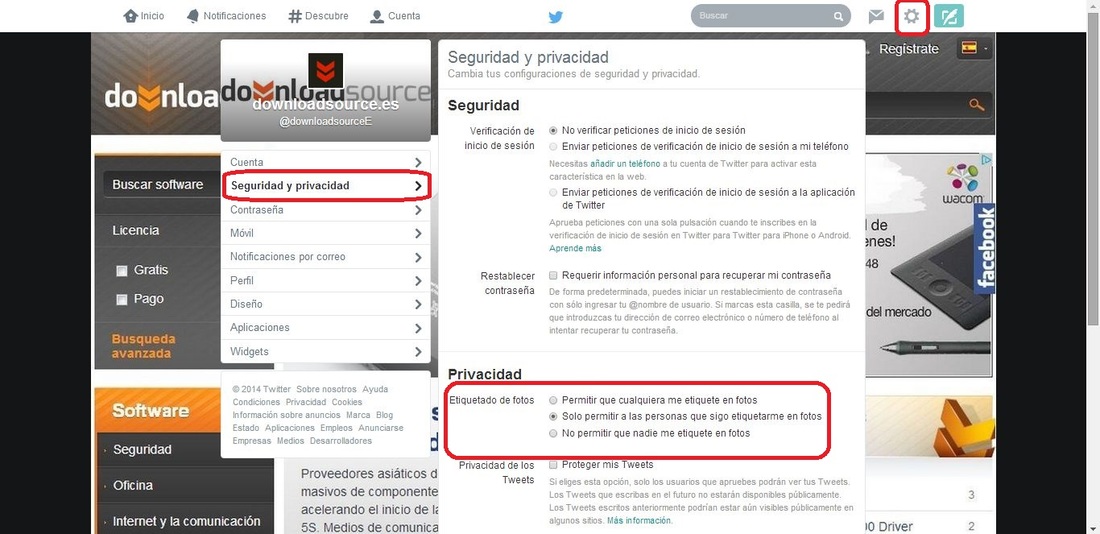 Como utilizar las herramietnas de Twitter como por ejemplo configurar la privacidad en el etiquetado de fotos