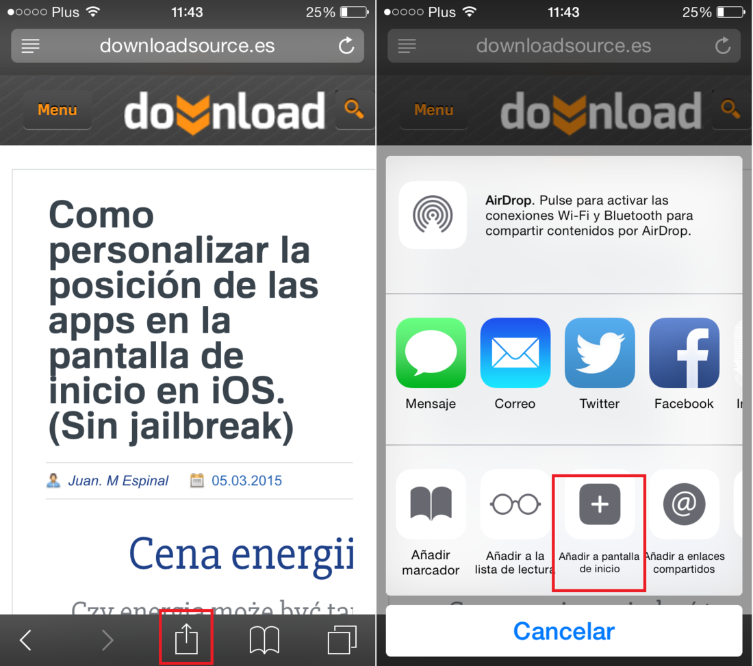 Como crear un acceso directo Web en iOS y colocarlo en la pantalla de inicio de tu dispositivo 