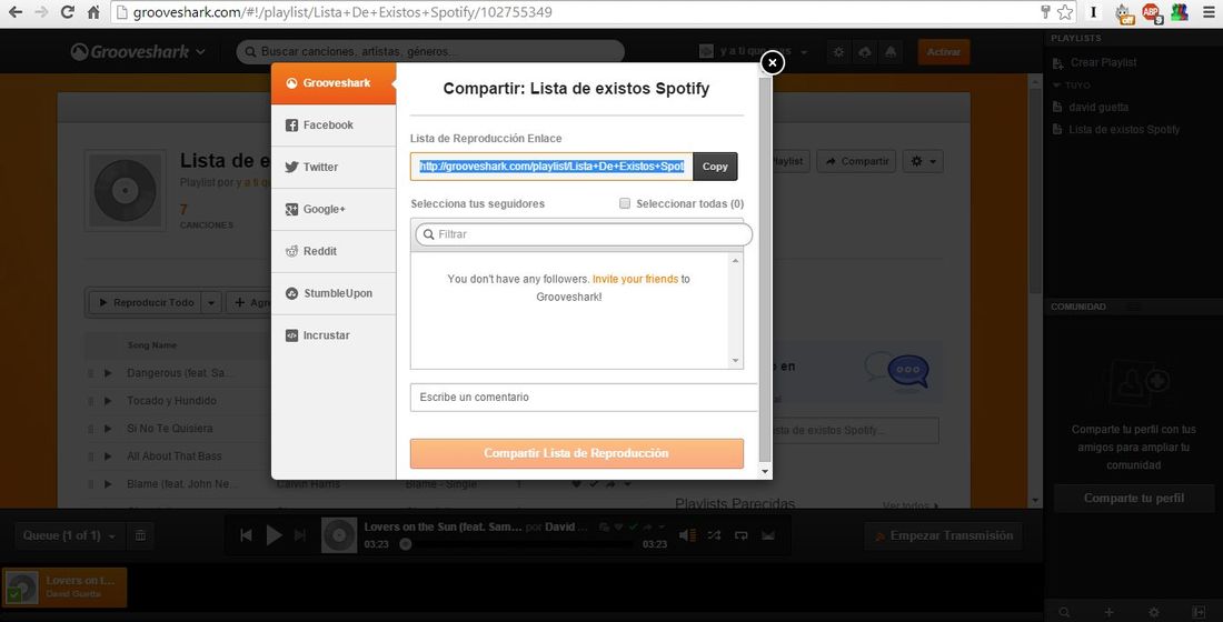 Grooveshark, lista de reproducción, sporify, mp3, musica, canciones