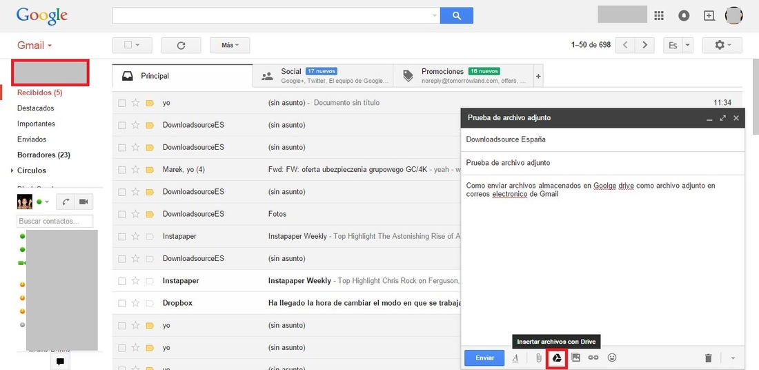 adjunta archivos y no enlaces en tus correos de Gmail procedente de Google drive