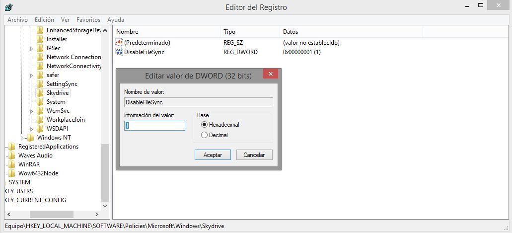 desactivar Onedrive, Windows 8, windows 8.1, almacenamienteo en la nube, sincronizacion,