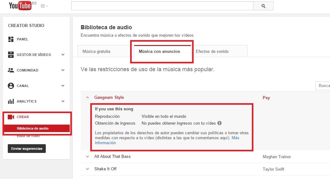 Youtube, musica, canciones, videos, edicion, copyright derechos de autor,