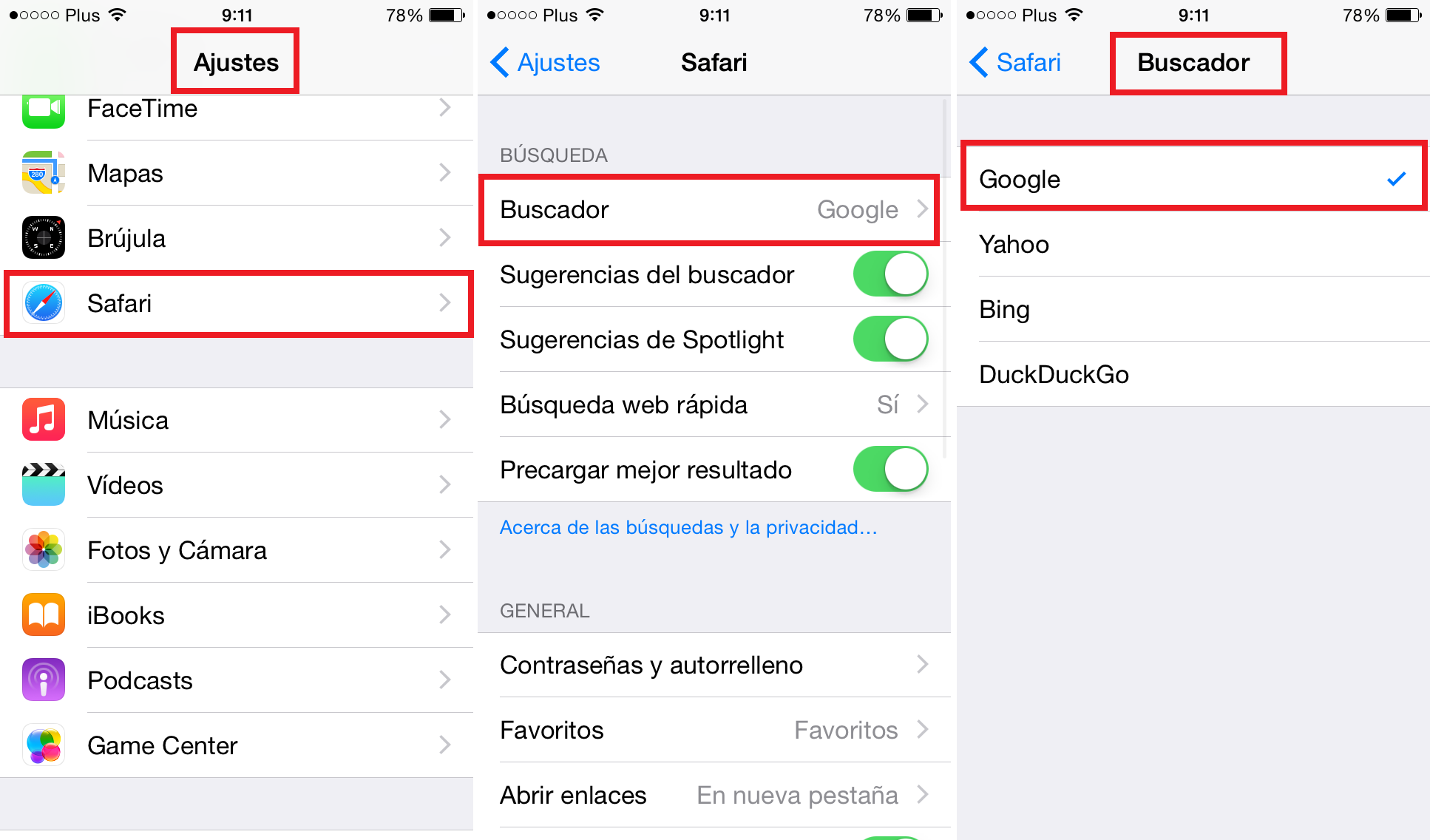 iPhone, iPad, iOs, Apple, Safari, Google, motor de busqueda,