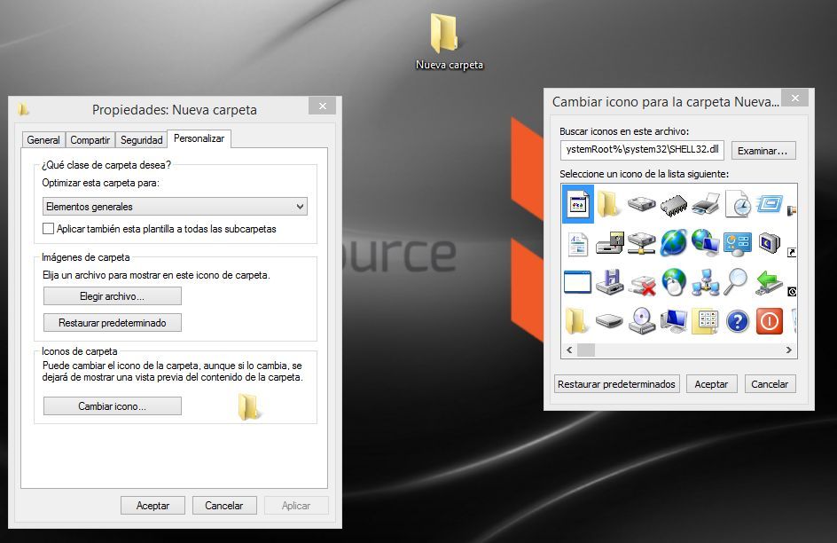 Cómo cambiar y personalizar el icono de carpeta en Windows 7 y Windows 8.