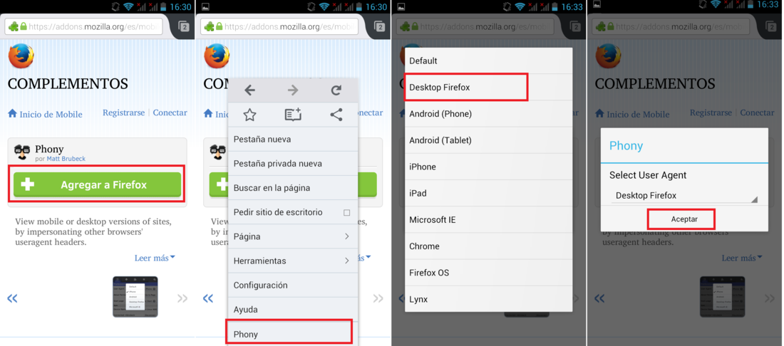 como ver sitios webs en modo escritorio en Android chrome o firefox