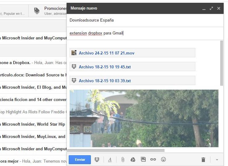 Como adjuntar archivos de dropbox y gmail