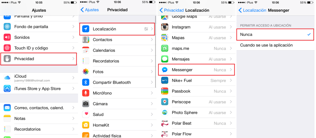 Como deshabilitar la localizacion de la app Facebook Messenger de tu iPhone o ipad