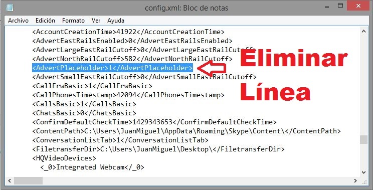 Como eliminar el anuncio de Skype