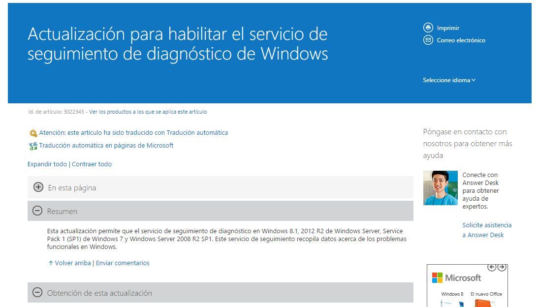 Deshabilita el servicio de seguimiento de diagnostico de Windows