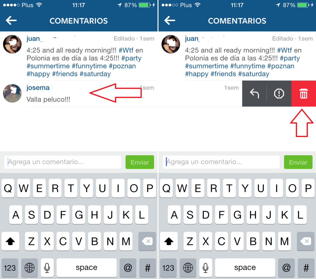 Eliminar comentarios no deseados en Instagram a traves de iOS