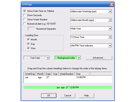 Como poner la fecha y hora en la parte superior de las ventanas de Windows