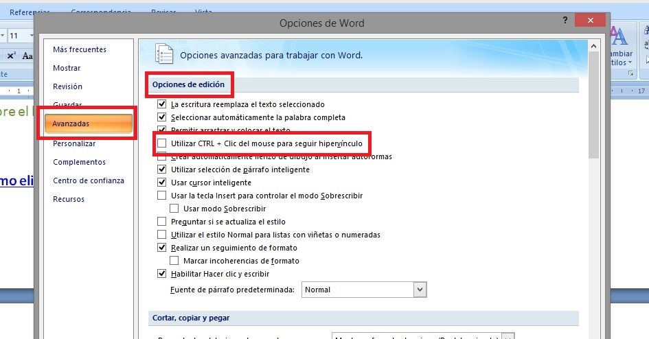 Como acceder a los hipervinculos sin tener que pulsar la tecla CTRL