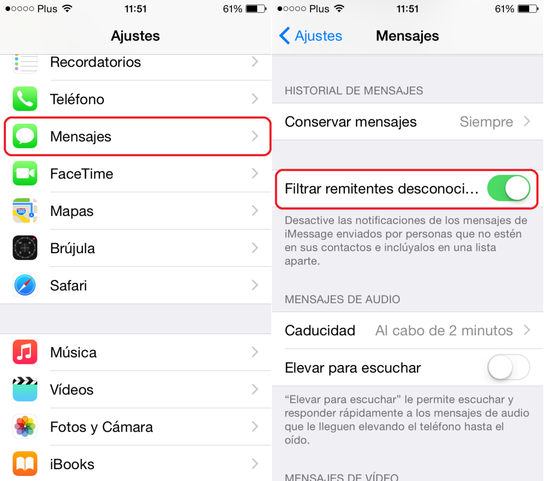 iOS 8.3 permite silenciar imessages procedentes de desconocidos
