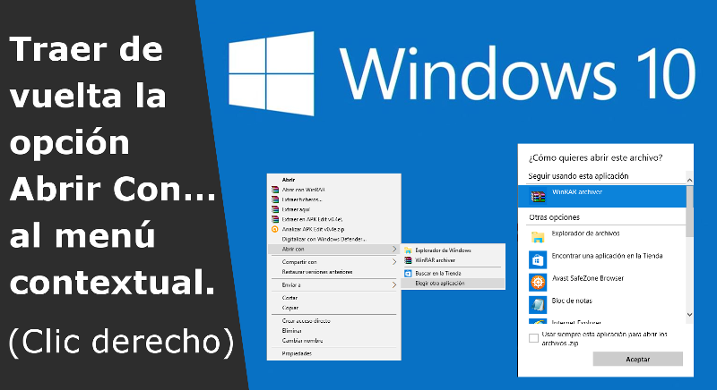 Instalar abrir con en el menu contextual de windows 10